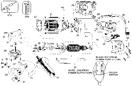Exploded Diagram A Diagram and Parts List for 6247-04 Type 100 Black and Decker Angle Grinder
